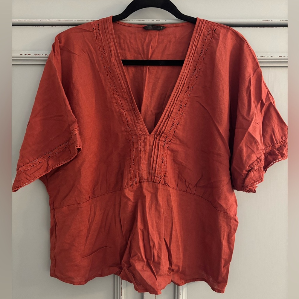Zara linen and lace top